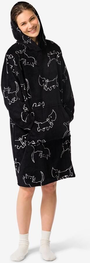 HEMA Takkie En Siepie Damesnachthemd Fleece Zwart (zwart) - Foto 2