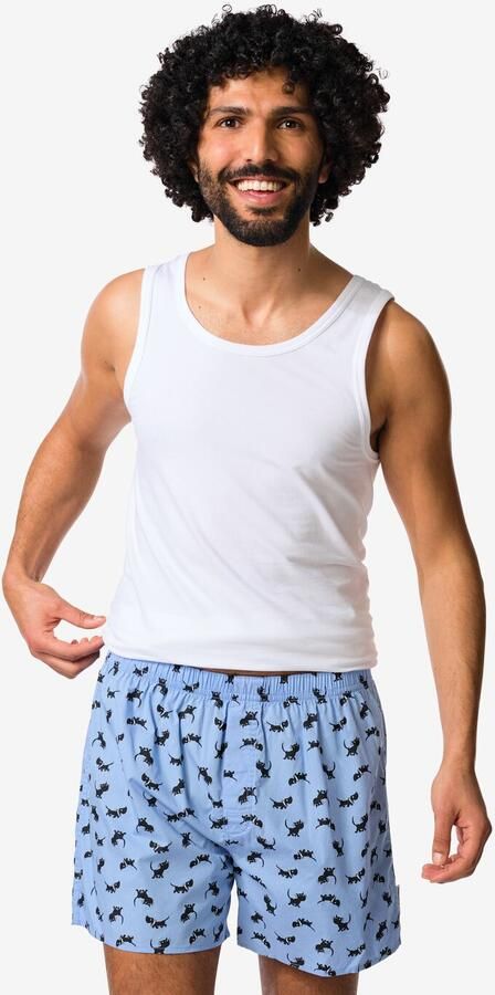 HEMA Takkie Herenboxer Print Katoen Blauw (blauw)