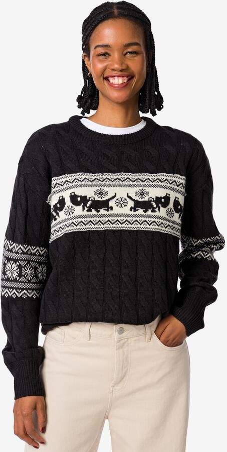 HEMA Takkie Kersttrui Voor Volwassenen Zwart (zwart) - Foto 2