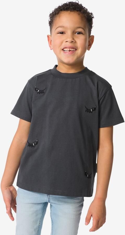 HEMA Takkie Kinder T-shirt Donkergrijs (donkergrijs)