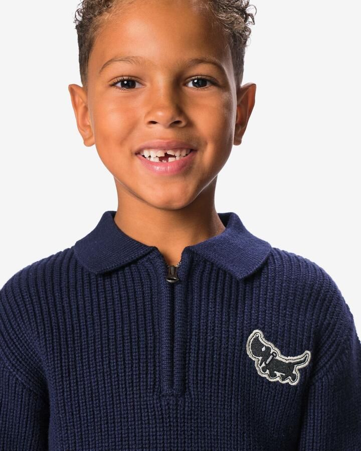 HEMA Takkie Kindertrui Gebreid Donkerblauw - Foto 2