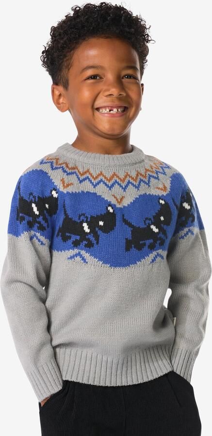 HEMA Takkie Kindertrui Grofgebreid Donkergrijs (donkergrijs) - Foto 2