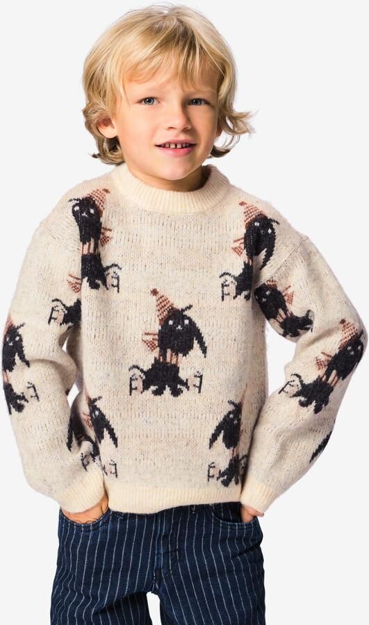 HEMA Takkie Kindertrui Grofgebreid Jacquard Ecru
