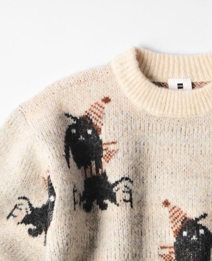 HEMA Takkie Kindertrui Grofgebreid Jacquard Ecru - Foto 2