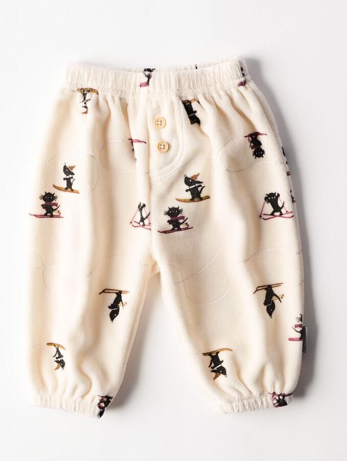 HEMA Takkie Newborn Broek Comfy Fit Velours Ecru