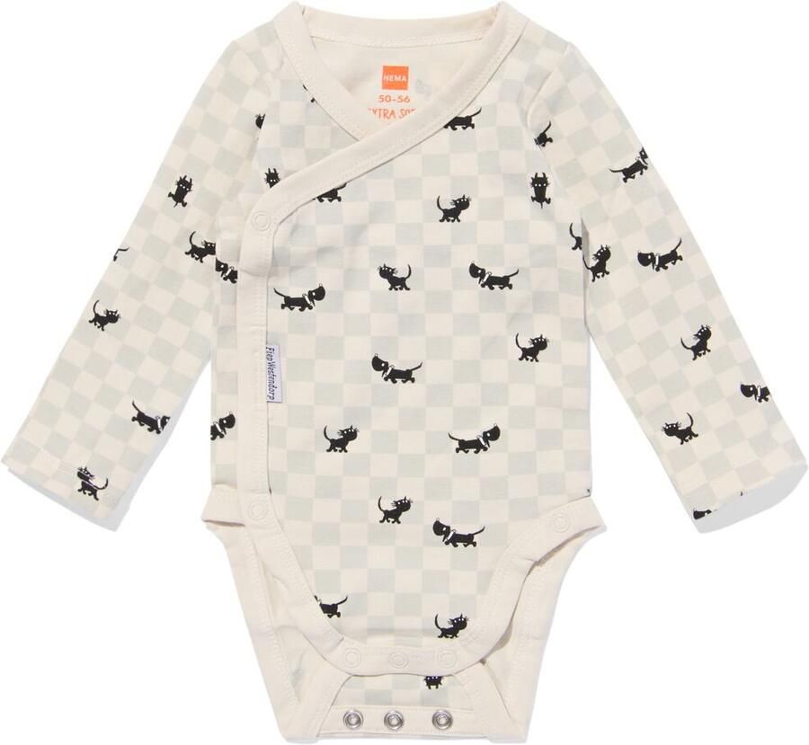 HEMA Takkie Newborn Meegroei Overslagromper Ruiten Ecru (ecru) - Foto 2