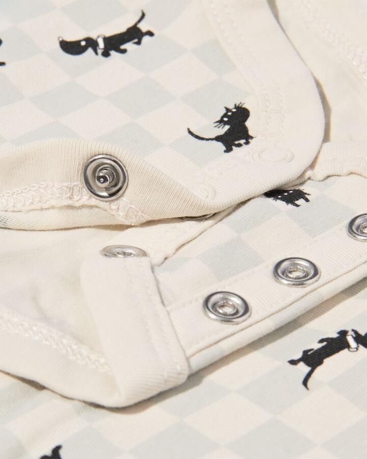 HEMA Takkie Newborn Meegroei Overslagromper Ruiten Ecru (ecru)