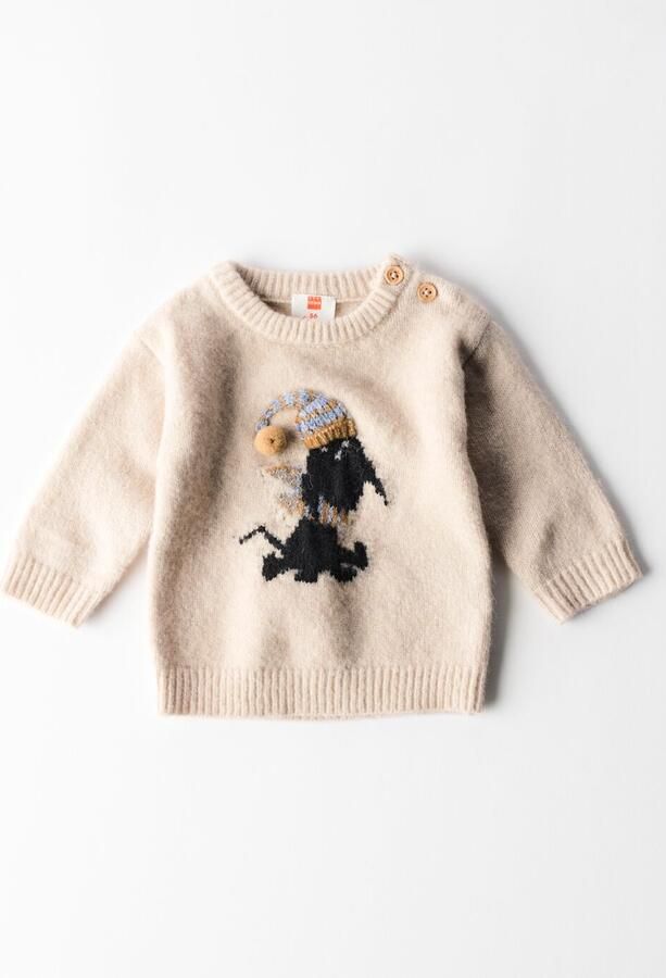 HEMA Takkie Newborn Trui Fijngebreid Zand