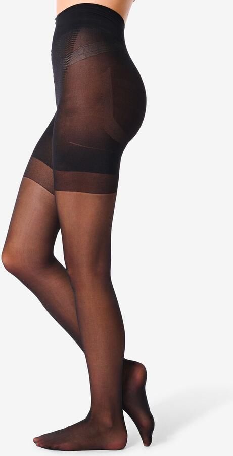 HEMA Ultimate Control Panty Glans 40D Zwart (zwart)