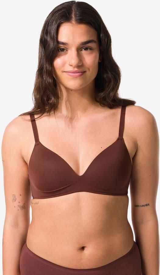 HEMA Voorgevormde Bh Zonder Beugel Recycled Micro Donkerbruin (donkerbruin) - Foto 3