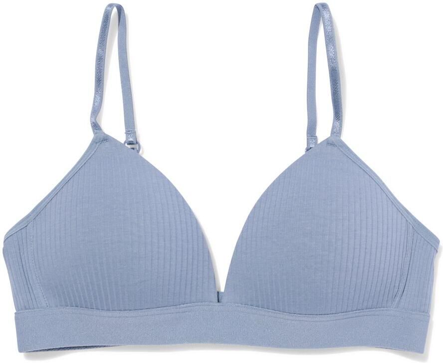 HEMA Voorgevormde Bh Zonder Beugel Rib Blauw (blauw)