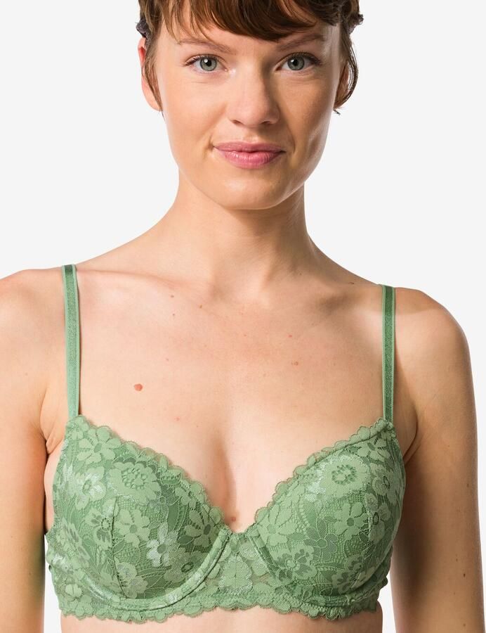 HEMA Voorgevormde Kanten Bh Met Beugel Groen (groen)