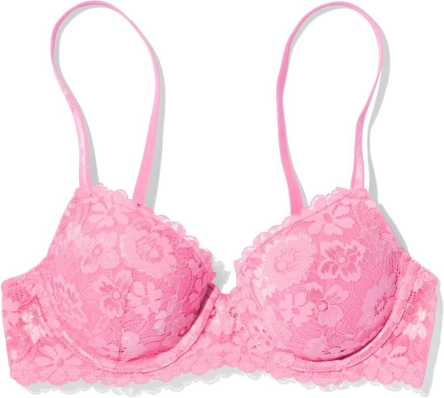 HEMA Voorgevormde Kanten Bh Met Beugel Roze (roze)