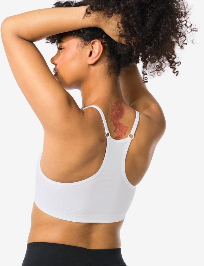 HEMA Voorgevormde Sporttop Light Support Zonder Beugel Naadloos Wit (wit) - Foto 3