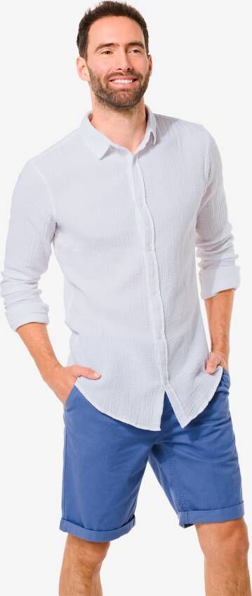 HEMA Heren Mousseline Overhemd Wit (wit)