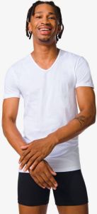 HEMA Heren Ondershirt Slim Fit V-hals Naadloos 2 Stuks Wit (wit)