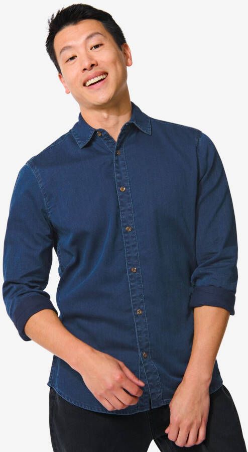 HEMA Heren Overhemd Denim Blauw (blauw)