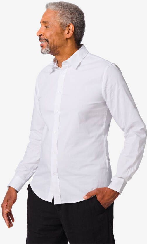 HEMA Heren Overhemd Katoen Met Stretch Wit (wit)