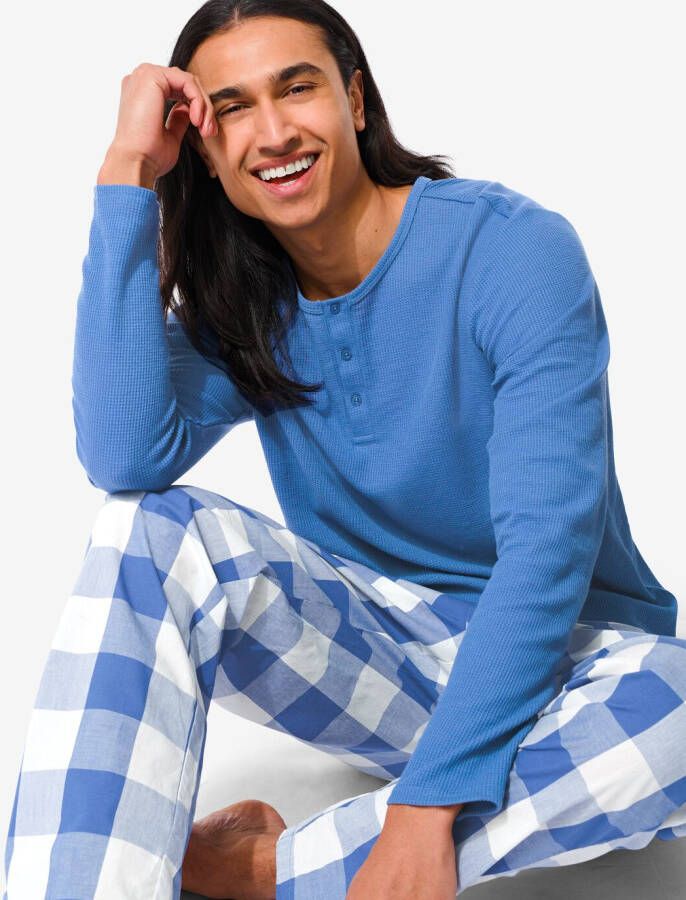 HEMA Heren Pyjama Poplin Lichtblauw (lichtblauw)
