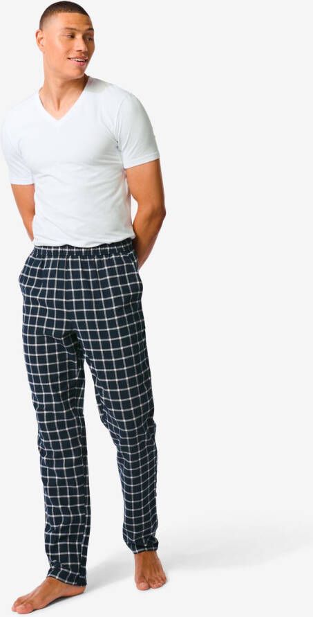 HEMA Heren Pyjamabroek Met Ruiten Flanel Donkerblauw (donkerblauw)