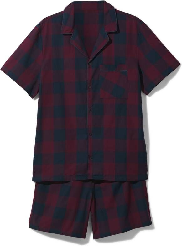 HEMA Heren Shortama Met Ruiten Wijnrood (wijnrood)