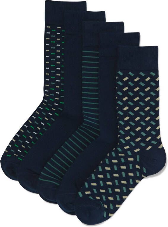 HEMA Heren Sokken Met Katoen Grafisch 5 Paar Donkerblauw (donkerblauw)