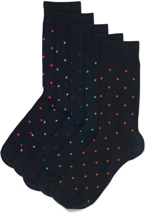 HEMA Heren Sokken Met Katoen Stippen 5 Paar Donkerblauw (donkerblauw)