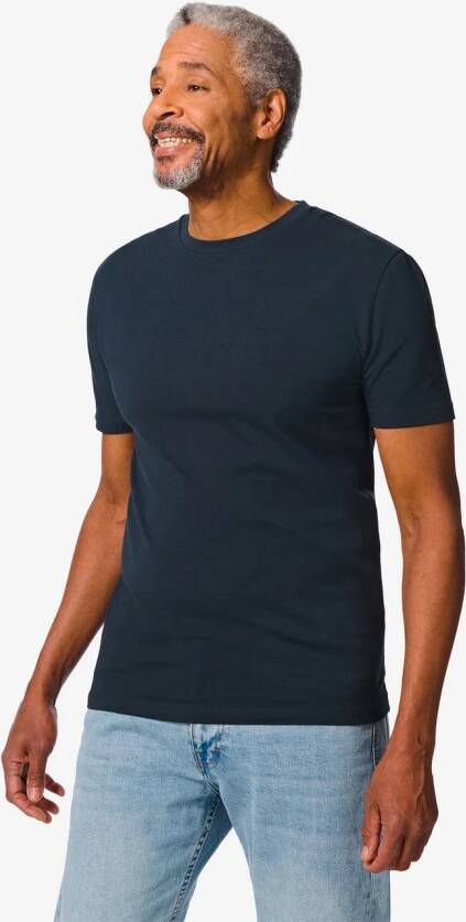 HEMA Heren T-shirt Regular Fit O-hals (donkerblauw)