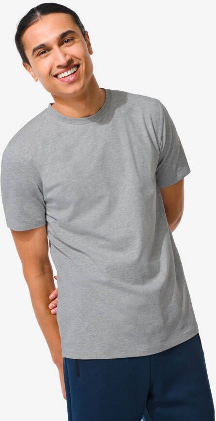 HEMA Heren T-shirt Regular Fit O-hals (grijsmelange)