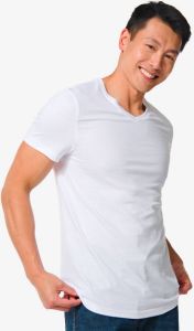 HEMA Heren T-shirt Regular Fit V-hals 2 Stuks Wit (wit)