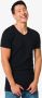 HEMA Heren T-shirt Slim Fit V-hals Extra Lang Zwart (zwart) - Thumbnail 1