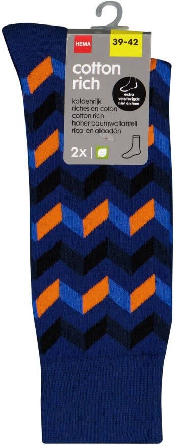 HEMA Herensokken Met Katoen Takkie 2 Paar (blauw)