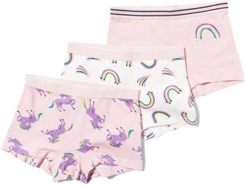 HEMA Kinder Boxers Katoen stretch Regenbogen 3 Stuks (lichtroze)
