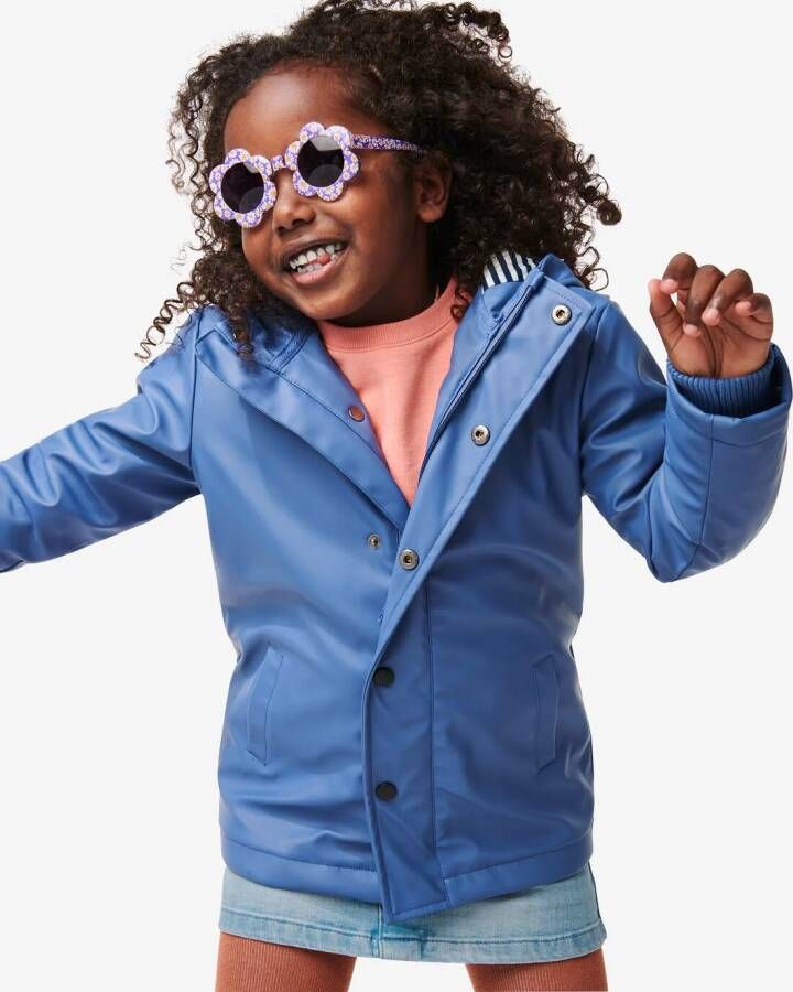 HEMA Kinder Jas Met Rubbercoating En Capuchon Blauw (blauw)
