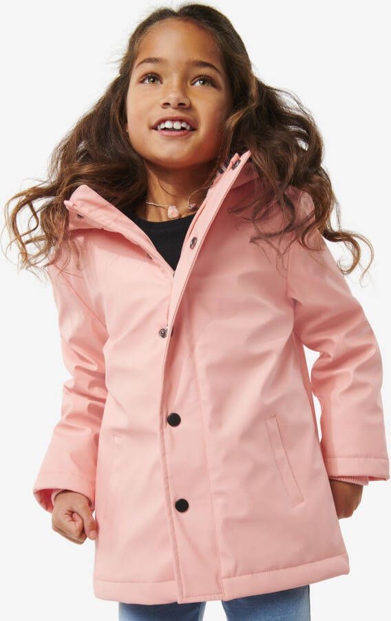 HEMA Kinder Jas Met Rubbercoating En Capuchon Koraal (koraal)