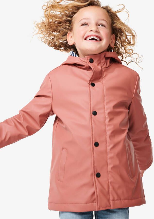 HEMA Kinder Jas Met Rubbercoating En Capuchon Roze (roze)
