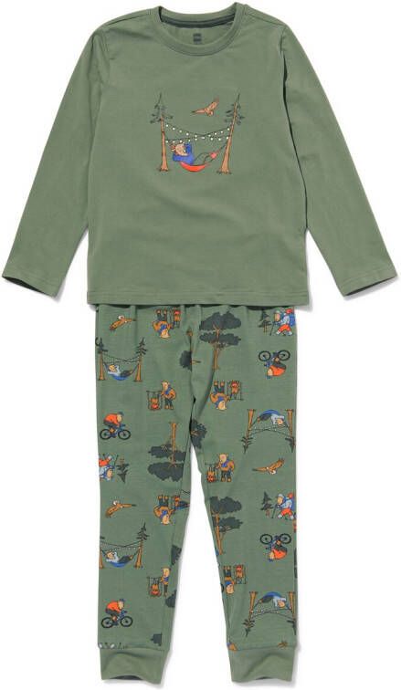 HEMA Kinder Pyjama Glow In The Dark Bisons Groen (groen)