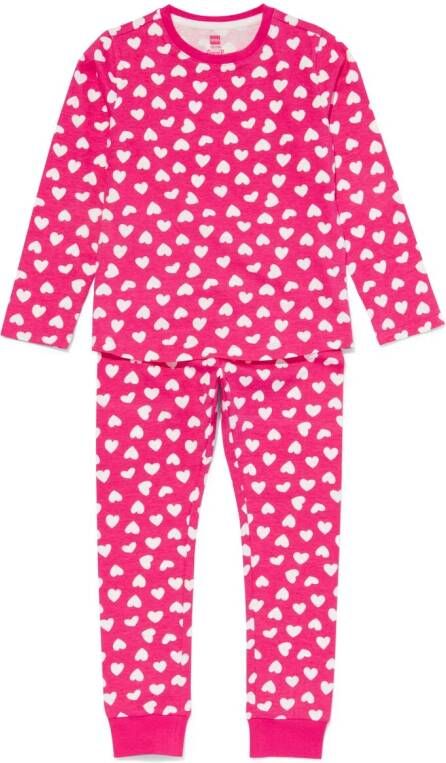 HEMA Kinder Pyjama Met Hartjes Felroze (felroze)