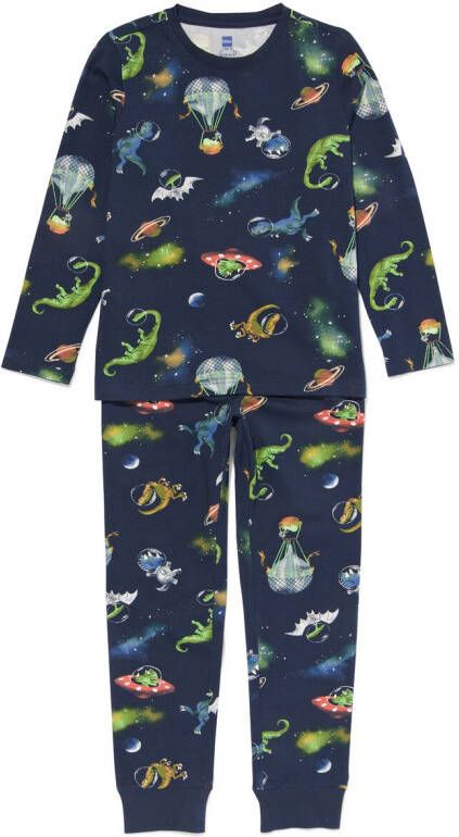 HEMA Kinder Pyjama Space Dino Donkerblauw (donkerblauw)