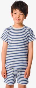 HEMA Kinder T-shirt Badstof Strepen Donkerblauw (donkerblauw)
