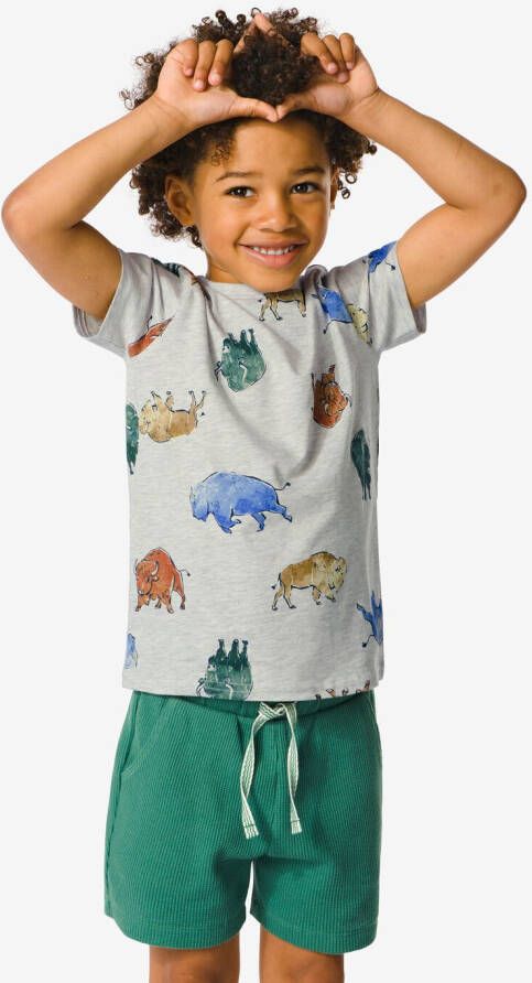 HEMA Kinder T-shirt Bizons Grijsmelange (grijsmelange)