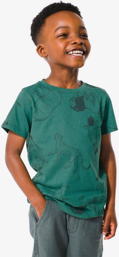 HEMA Kinder T-shirts Strepen savanne 2 Stuks Groen (groen)