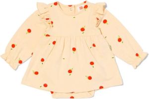 HEMA Newborn Romperjurk Ruffle Sinaasappel (ecru)