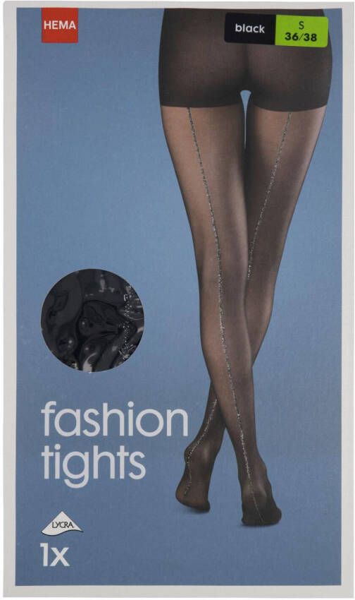 HEMA Panty Fashion Glitter Naad 20denier Zwart (zwart)
