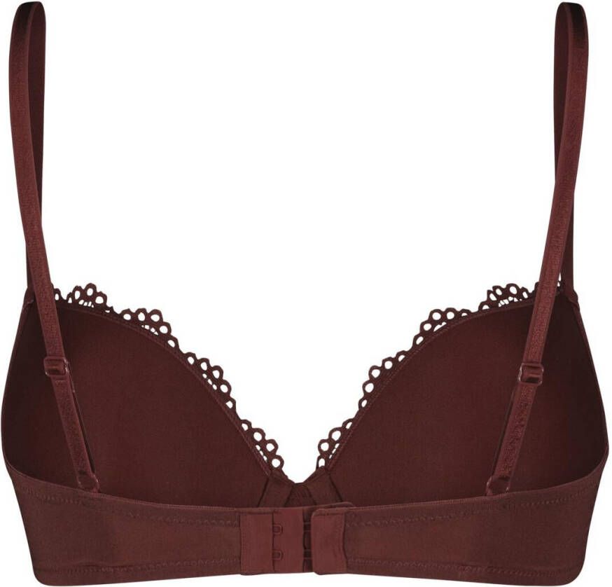 HEMA Voorgevormde Bh Met Kant Met Beugel Donkerrood (donkerrood)
