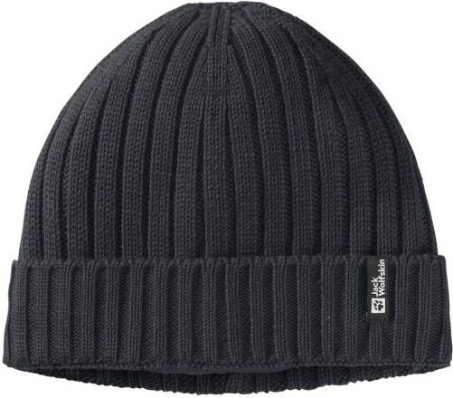 Jack Wolfskin Rib Knit Beanie Winddichte gebreide muts One Size black