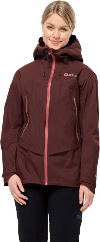 Jack Wolfskin Alpspitze Pro 3L Jacket Women Zeer goed ademend skitouring-jack met RECCO -lokalisatie XL dark maroon dark maroon