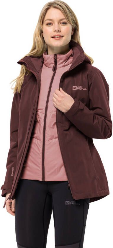 Jack Wolfskin Bergland 3in1 Jacket Women M dark maroon dark maroon