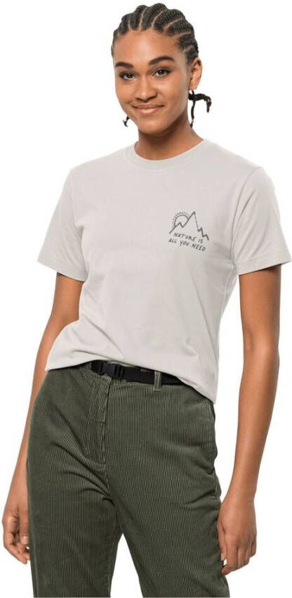 Jack Wolfskin Bergliebe T-Shirt Women Dames T-shirt van biologisch katoen XXL bruin winter pearl