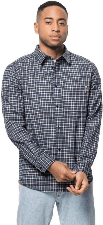Jack Wolfskin Bergweg Shirt Men Flanellen overhemd Heren M blue night blue checks